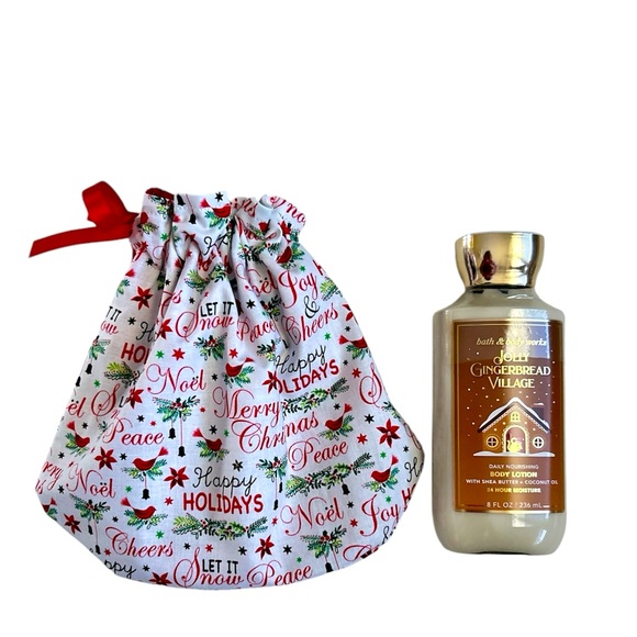 HAND CRAFTED Colorful Festive Christmas Eco Friendly Reusable Fabric Gift Bag - Picture 3 of 6